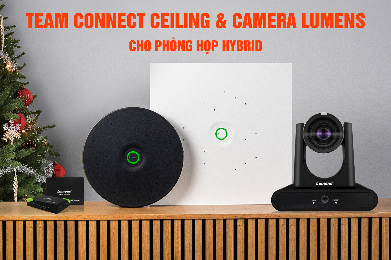 TeamConnect Ceiling + Lumens: camera bám người nói cho phòng họp hybrid